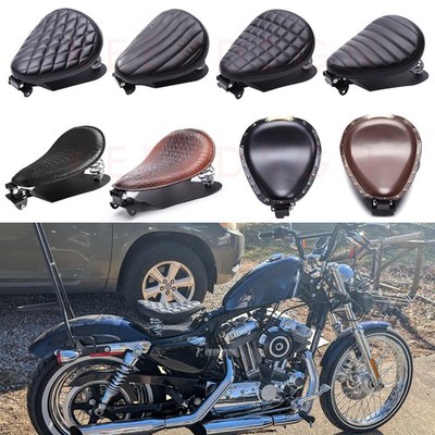 PU Motorcycle Solo Seat + Spring Refit For Harley Sportster 48 72 Bobber Chopper