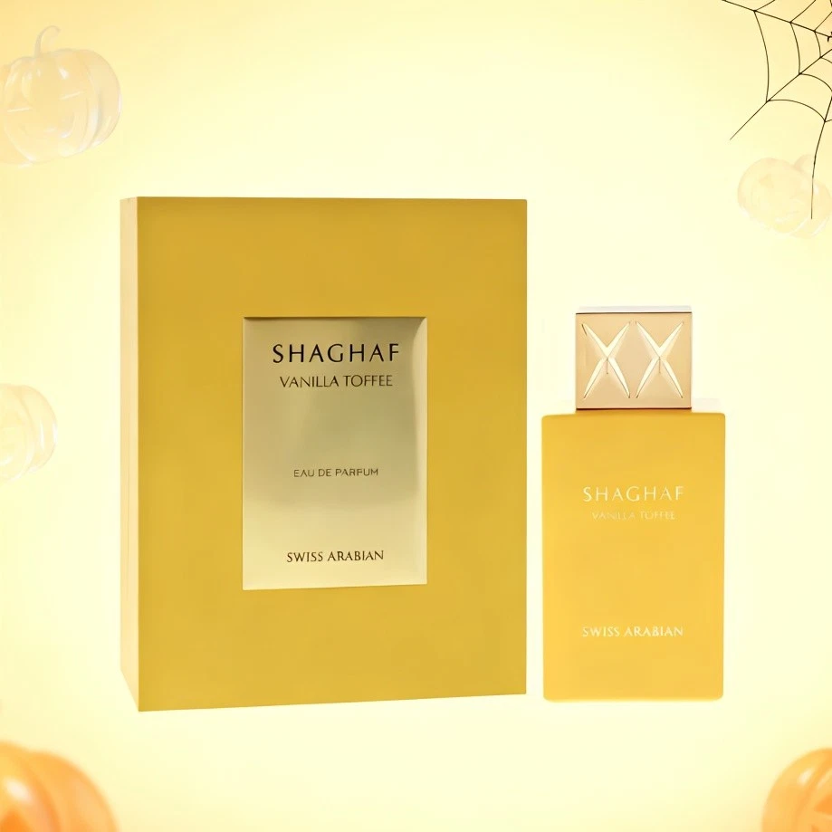 Perfume amarelo SWISS ARABLLAN SHAGHAF - Nova caixa de presente, caramelo baunilha - Imagem 4 de 4