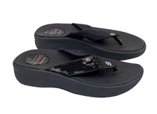 Skechers Tone Ups Black Flip Flop Thong Sandals Shoes Women's Size 8
