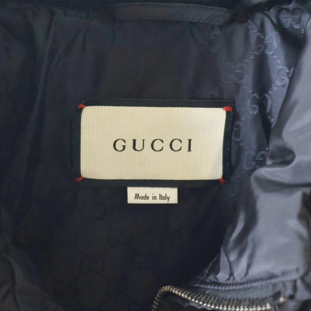 Giubbotto piumino Gucci 17aw Hysteria foderato logo GG zip nero 439366 Z735A usa