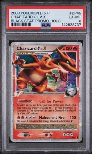 2009 POKEMON DIAMOND & PEARL BLACK STAR PROMO HOLO #DP45 CHARIZARD G LV.X PSA 6