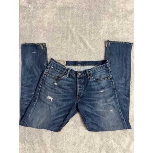 Polo Ralph Lauren Sullivan Slim Mens 32x32 Distressed Straight Leg Jeans Patch