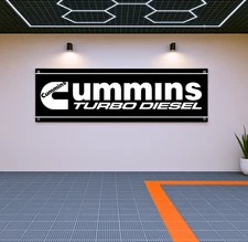 Cummins Turbo Diesel Flag Banner 71x24" – Garage Wall Decor