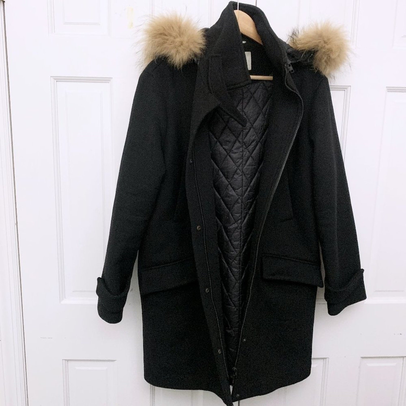 Soia & Kyo Wool Blend Coat with Genuine Coyote Fur Trim image 2