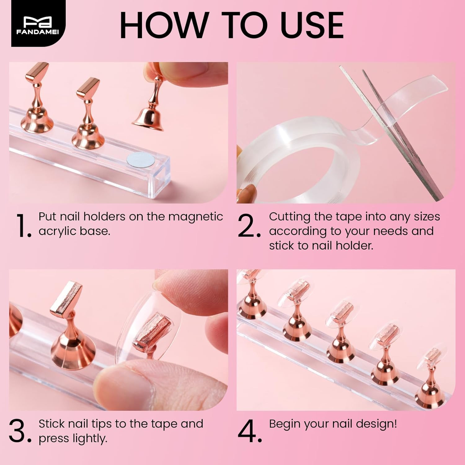 Metallic Nail Stand, Nail Holder for Painting Nails, Nail Kit, Press on Nail Sta