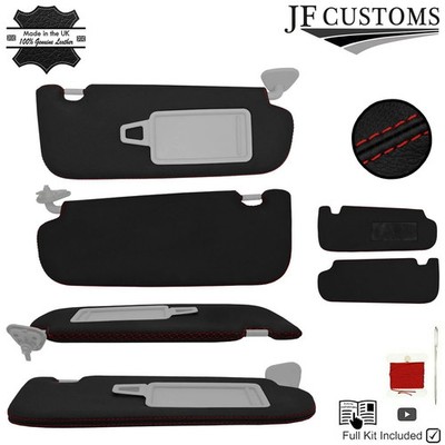 DARK RED CROSS STITCH 2X SUN VISOR LEATHER COVERS FOR KIA OPTIMA 11-15 BERLINA