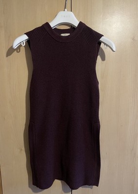 Wilfred Aritzia Palmier XXS 100% Wolle Burgund Ärmellos Weste Strick Tunika Pullover