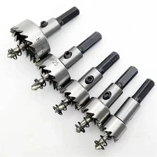 Silver Carbide Tip TCT Hole Saw Steel Metal Alloy 16-30mm 5PC Cutter Drill Set