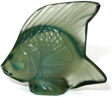 Lalique Crystal, France 30012 Antinea GREEN Aquarium Angel Fish Figurine, 2"