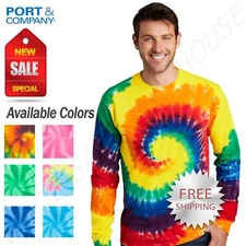 Port & Company Mens Tie-Dye 100% Cotton Long Sleeve Standard Fit T-Shirt PC147LS