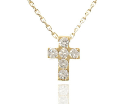 Van Cleef & Arpels Cloiture Cross Pendant Diamond K18 Yellow Gold 0.27ct