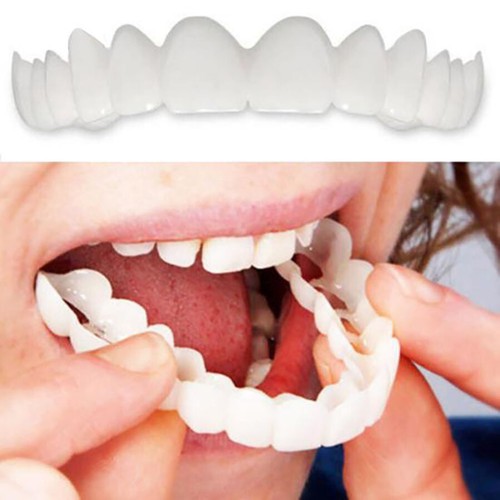 1 set faccette dentali superiori inferiori a scatto denti finti copertura denti finti - Foto 3 di 7