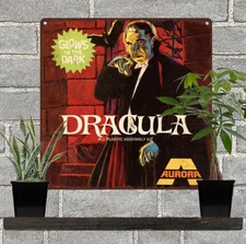 Aurora Dracula Glow in the dark model Garage Man Cave Metal Sign 12x12" 60765