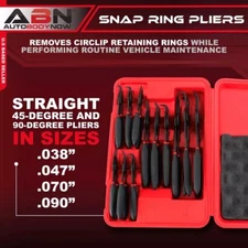ABN Snap Ring Pliers 12 Pc Set Fixed and Angled Pliers with Carry Case 825362