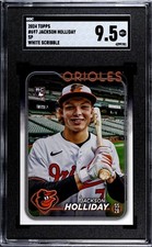 Jackson Holliday 2024 Topps Series 2 #697 Fun Face White Scribble SP RC SGC 9.5