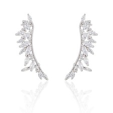 Sterling Silver Angel Wing Feather Cuff Crawler Climber Earrings