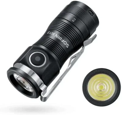 Sofirn SC13 HCRI LED Pocket Flashlight - Bright 1300 Lumens (519A Black))
