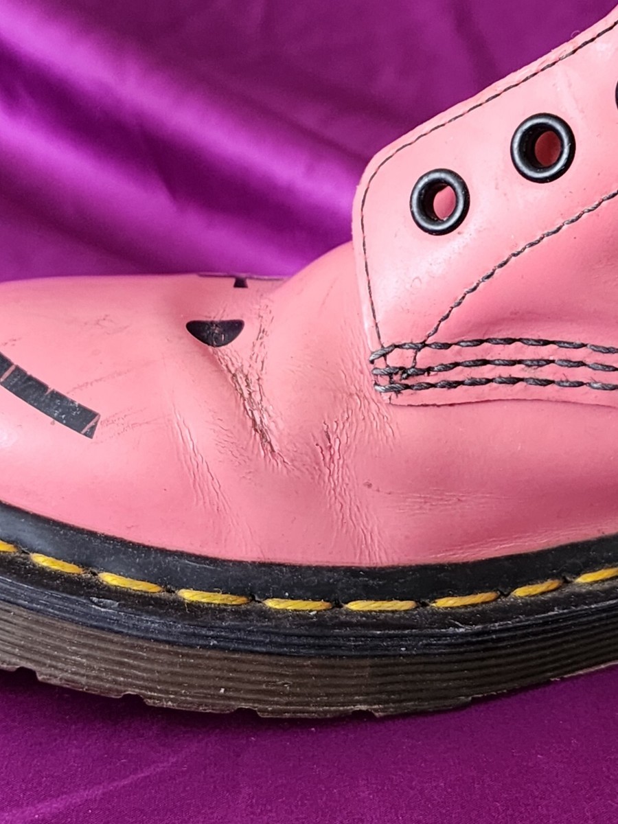 Dr Martens Hincky Acid Hot Pink Smile Wink Boots Rare Smiley