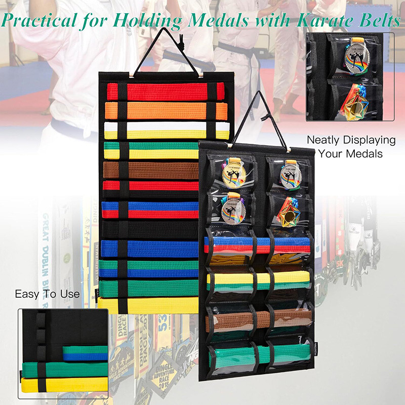 Karate Belt Holder Barcode For HUHYNN Martial Arts Belts Organizer