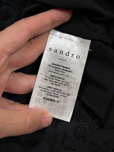 Vestido Vaina Sandro Paris Encaje Cuello Atado Talla 2/US 6/UK 10/M/Cóctel Elegante - Imagen 8 de 19