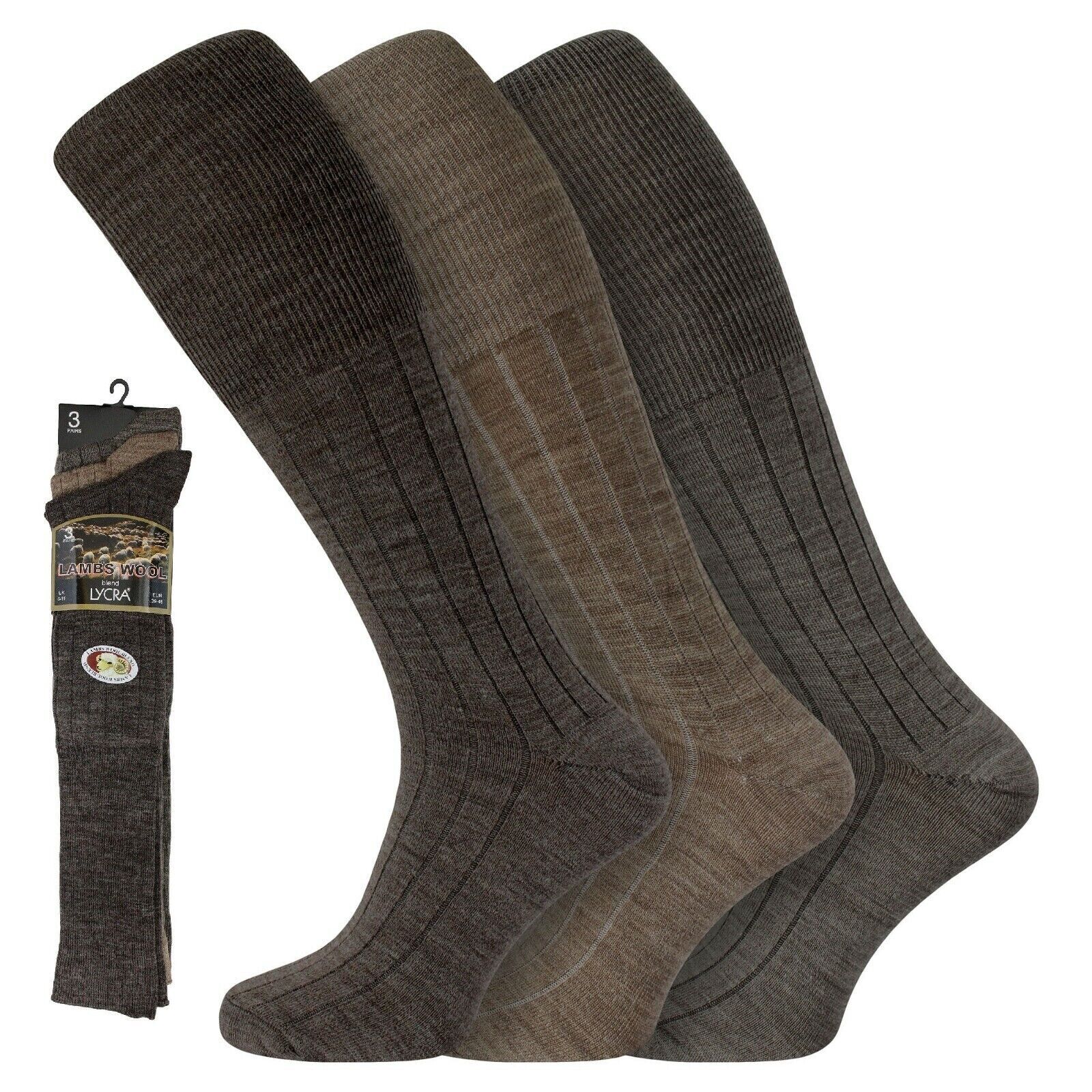 Mens Extra Long Knee High Warm Argyle Lambs Wool Blend Socks Long Hose