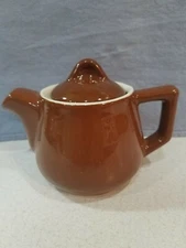 Hall Single Serving Tea Pot With Lid USA Brown Ceramic 3.5" 