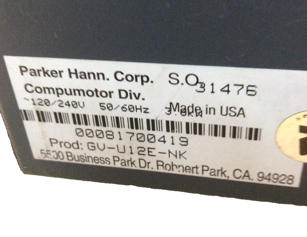 Parker Hann. Corp Compumotor Drive GV-U12E-NK