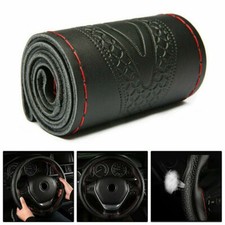 Genuine Leather Car Steering Wheel Cover DIY with Needles Thread Stitch Wrap Sew