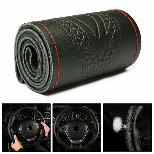 Genuine Leather Car Steering Wheel Cover DIY with Needles Thread Stitch Wrap Sew - Picture 2 of 14