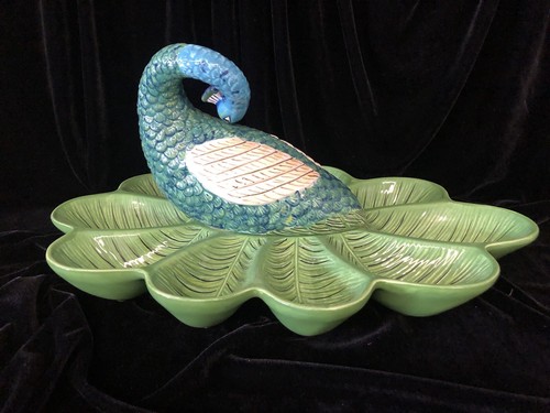 Tracy Porter Artesian Road Peacock Divided Serving Dish 10 Compartments 17" Long - Picture 3 of 7