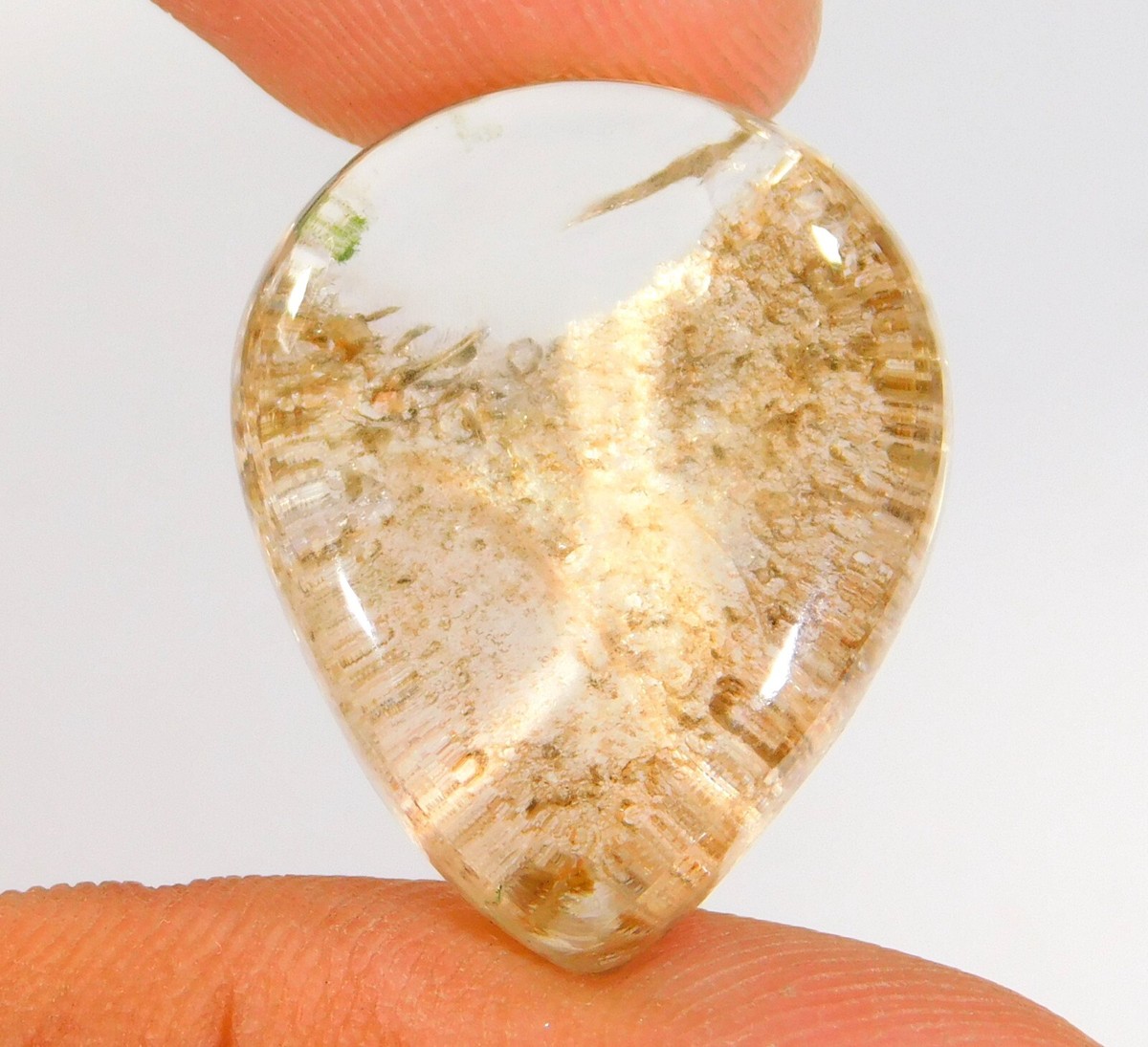 34 Ct Top Natural Lodolite Garden Quartz Pear Cabochon Pendant