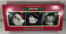 Christopher Radko Shiny Brite 3 Glass Christmas Ornaments Santa Snowman Reindeer