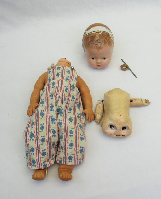 Antique Doll parts for repair restoration Composition head rubber body