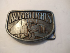 Raleigh Lights Cigarettes Tobacco Semi Truck Trucking 1970's Vintage Belt Buckle