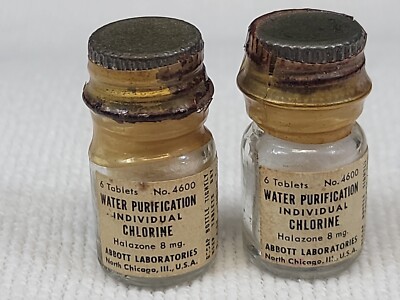Vintage Abbott Laboratories Water Purification Tablets-2 Unopened Bottles-*RARE*
