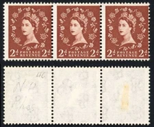 Dollis Hill 2d Red-brown wmk S/ways to right No Phosphor Strip