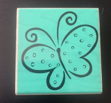 Bright Line Stamps Polkadot Butterfly WM Rubber Stamp 2355 2002 2.5" X 2.5"