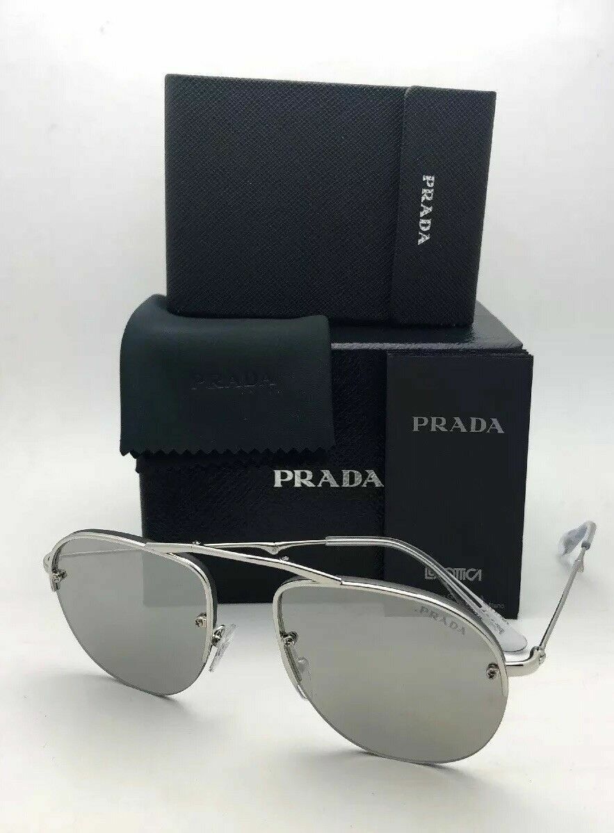 Folding PRADA Sunglasses SPR 54U 1BC-197 55-16 Silver Folding PRADA Sunglasses SPR 54U 1BC-197 55-16 Silver