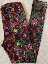 LuLaRoe Leggings OS Multicolor Abstract Floral Damask