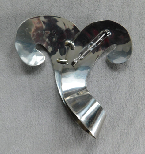 VINTAGE / MID CENTURY MODERN STERLING SILVER SWOOP BROOCH / LARGE 15 GRAMS - Picture 8 of 10
