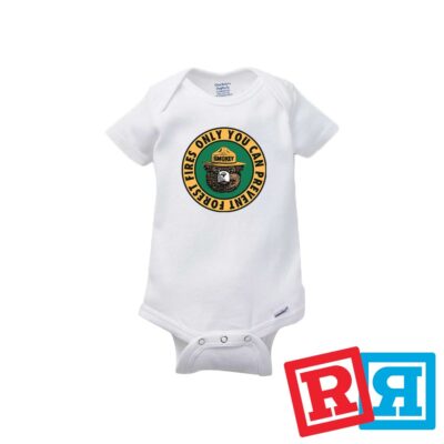 Smokey The Bear Gerber Baby Onesie  Cotton Unisex White Short Sleeve Bodysuit
