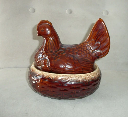 HULL POTTERY~Rooster~Brown Drip~Oven Proof~Casserole Dish~USA~NICE!