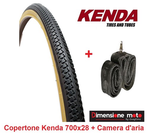 Copertone KENDA 700x28 K184 Nero/Para + Camera d'aria per Bici 28\