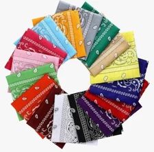 Large Classic Bandana (3 Pack) 100% Cotton 22"x22" Chose Your Color