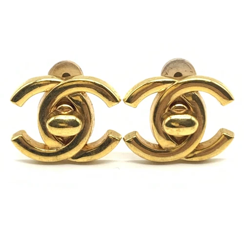 Chanel Accessories Turnlock COCO Mark Earring Gold Vintage 96P AB Rank Used