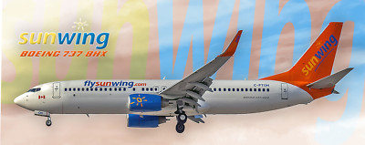 Sunwing Airlines Boeing 737-8HX Handmade 2'' X 5'' Fridge Magnet (PMT1549)