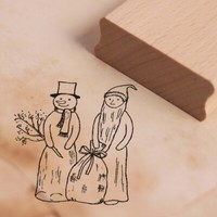 Motivstempel Schneemann Und Weihnachtsmann Stempel - 48Mm X 48Mm