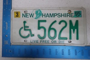 1995 95 New Hampshire NH License Plate Tag 562M Handicapped Wheelchair