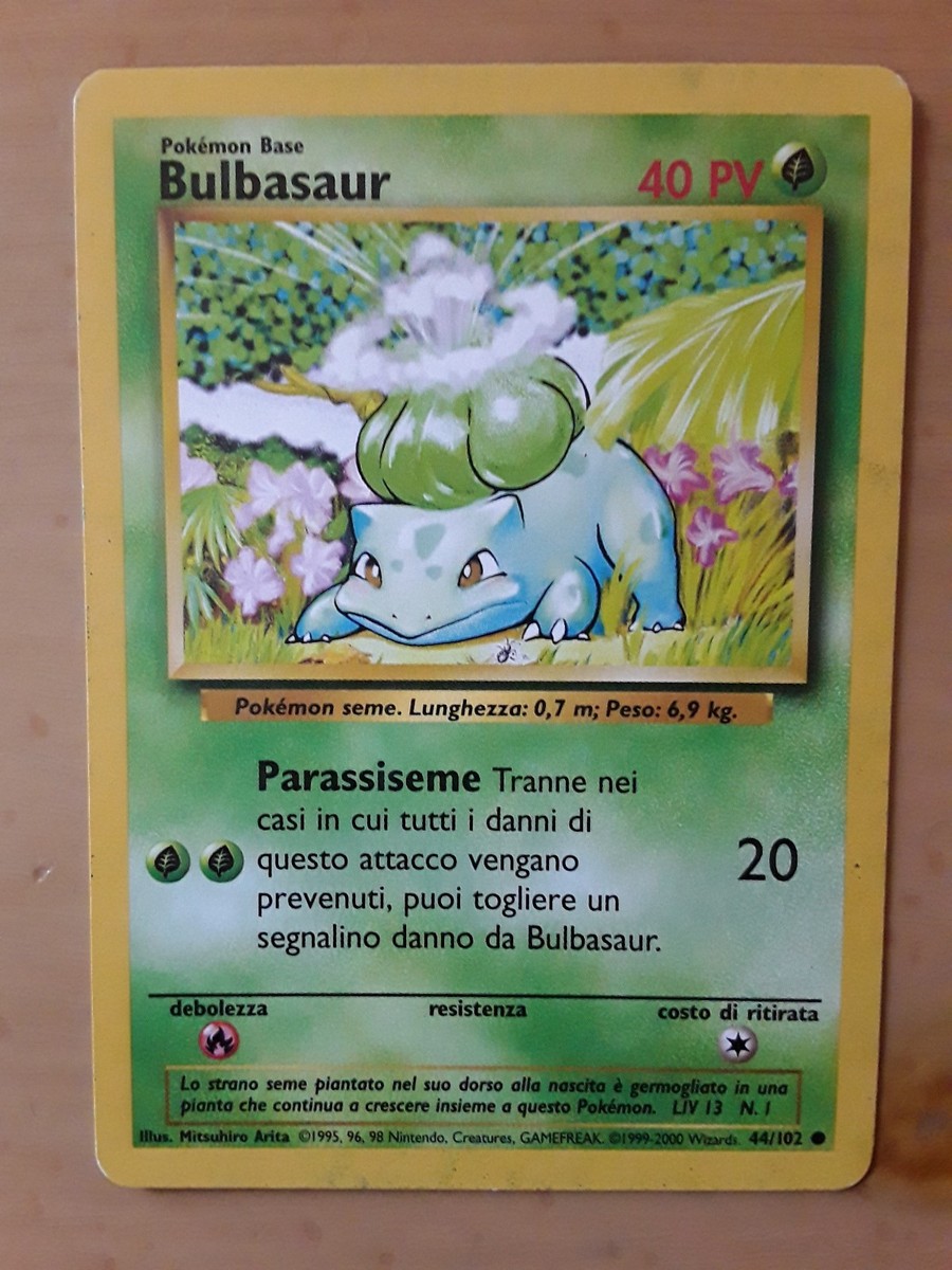 Pokemon Card Bulbasaur 44/102 Italian Rare 1990's good