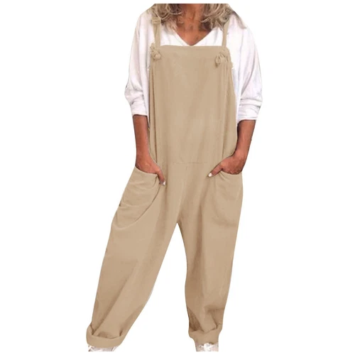 Womens Plus Size Overalls Casual Loose Dungarees Romper Baggy Playsuit Jumpsuit - Bild 18 von 35